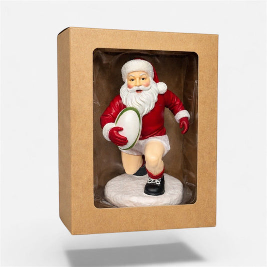 Santa with rugby ball figurine