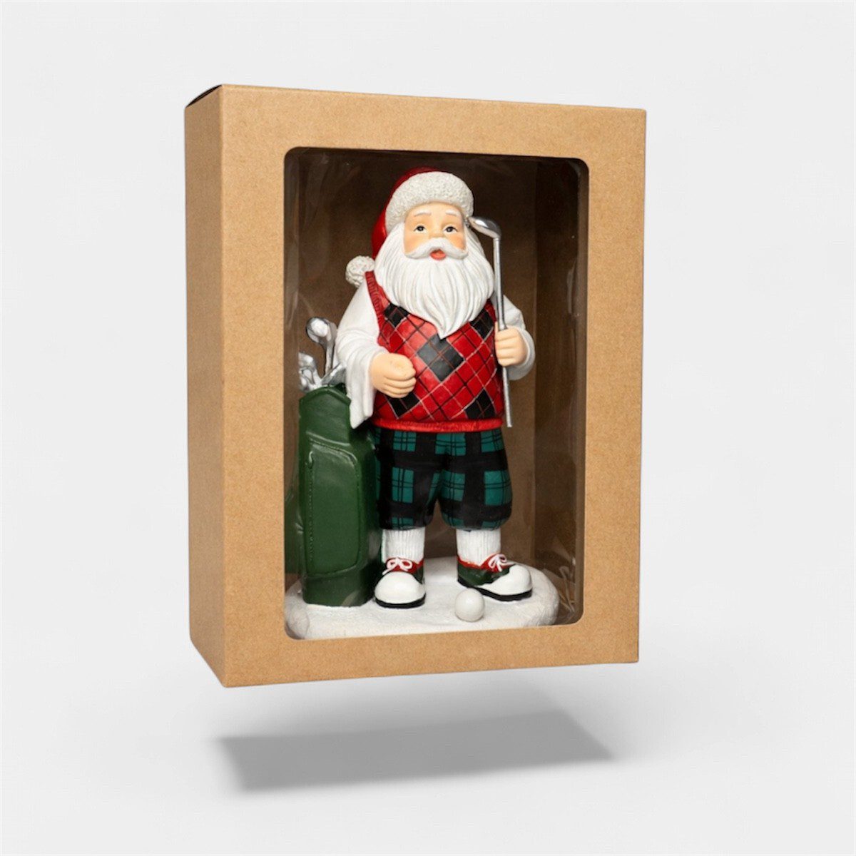 Santa with golf bag figurine