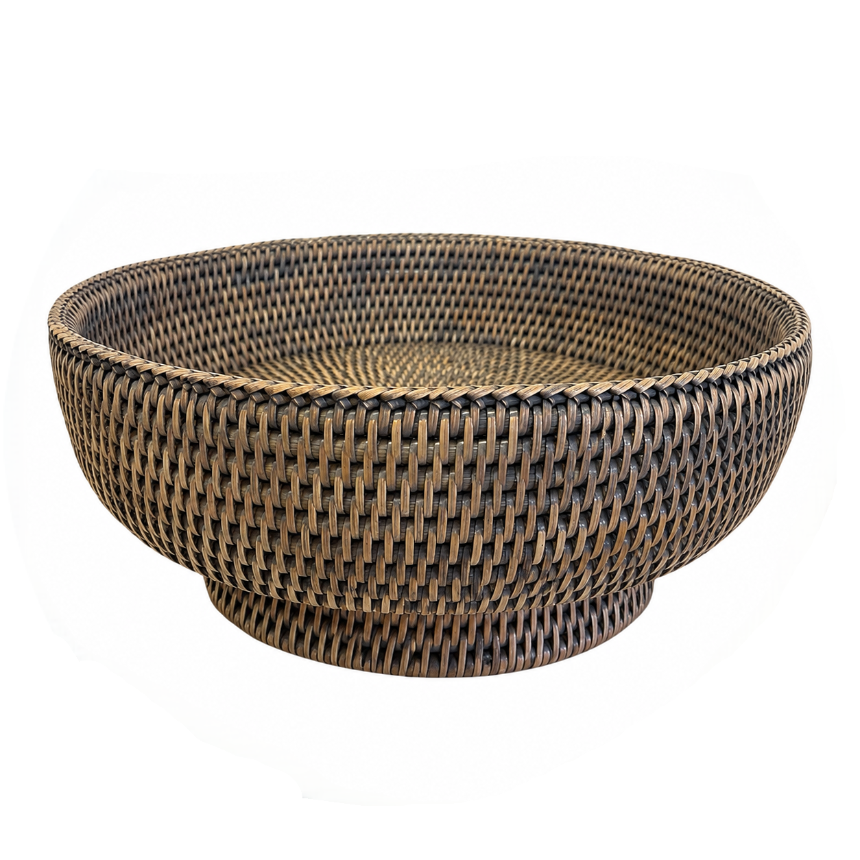 Rattan Round Fruit Bowl - Light Grey Wash