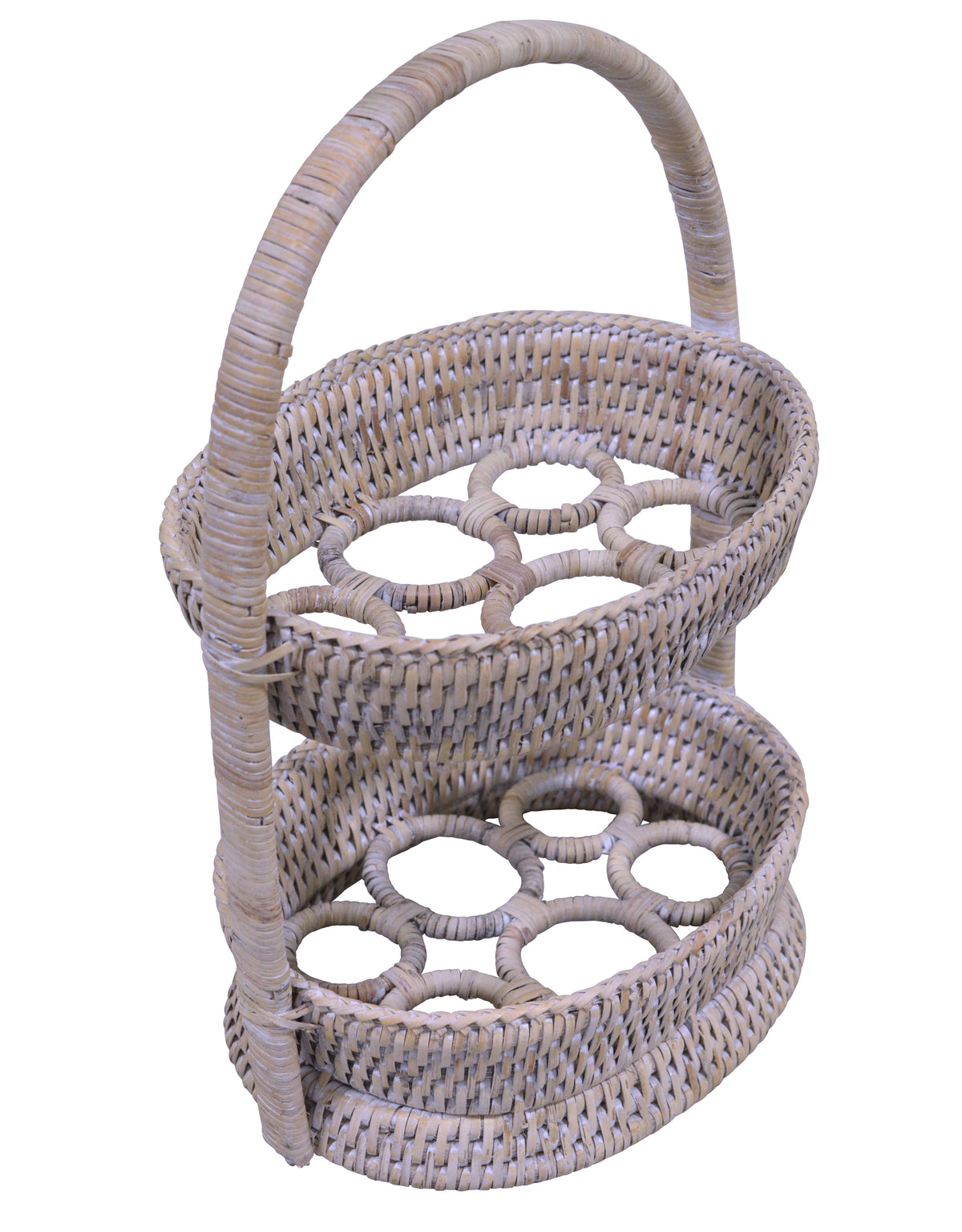 Decorative 2 Level Egg Basket - Natural White Wash