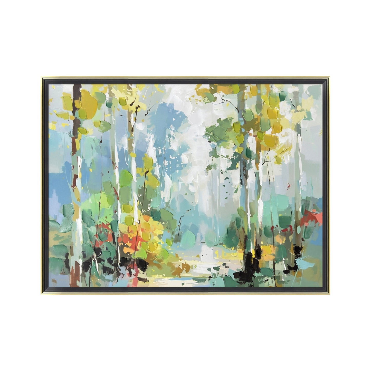 Contemporary Forest Black and Gold Frame