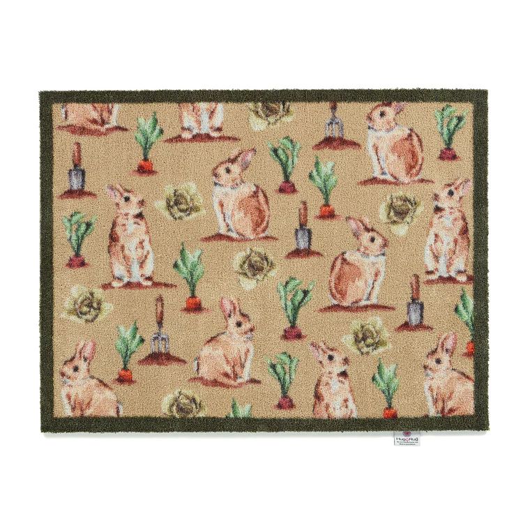 Hug Rug washable mat featuring a bunny design in an allotment setting