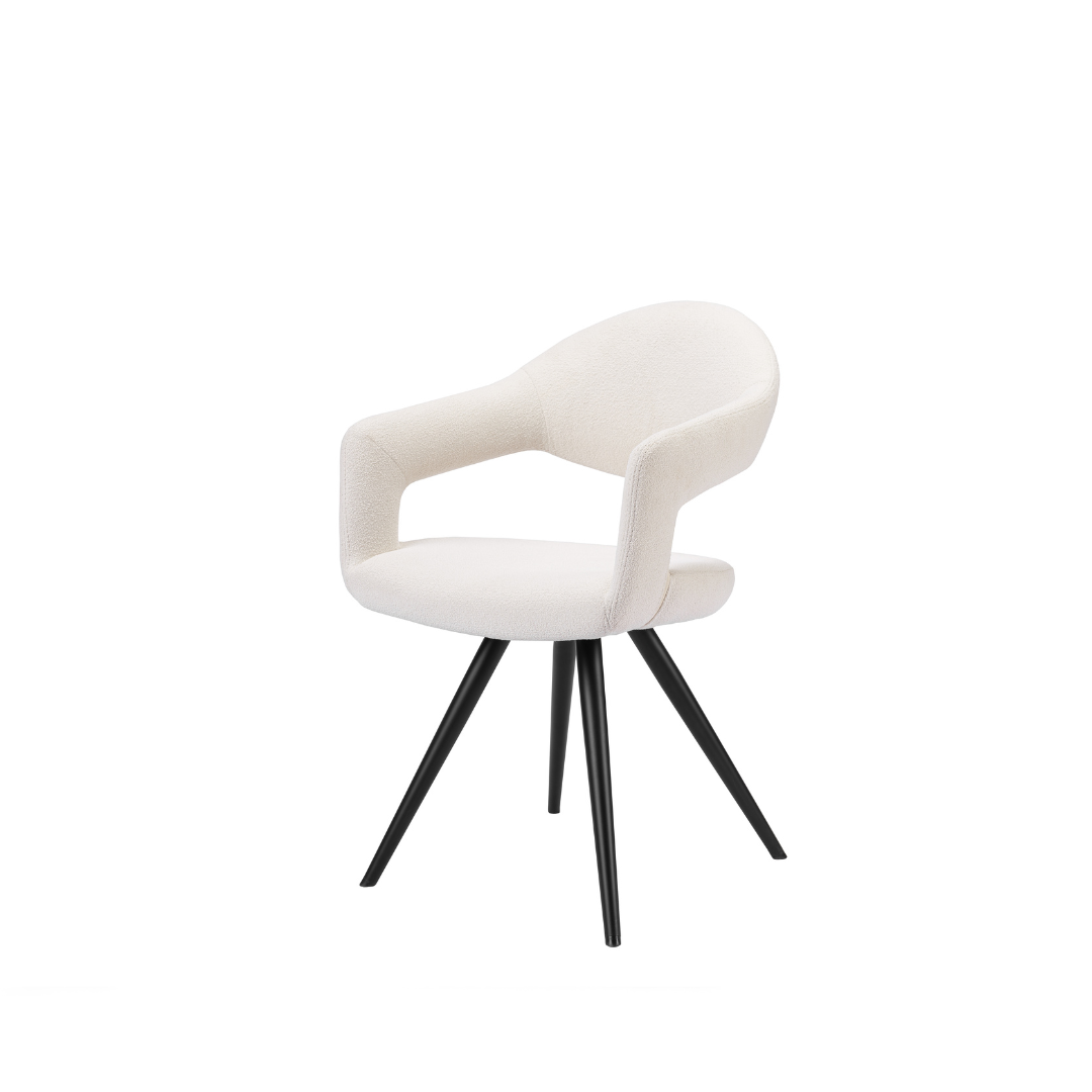 Blanco & Noir Boucle Style Dining Chair