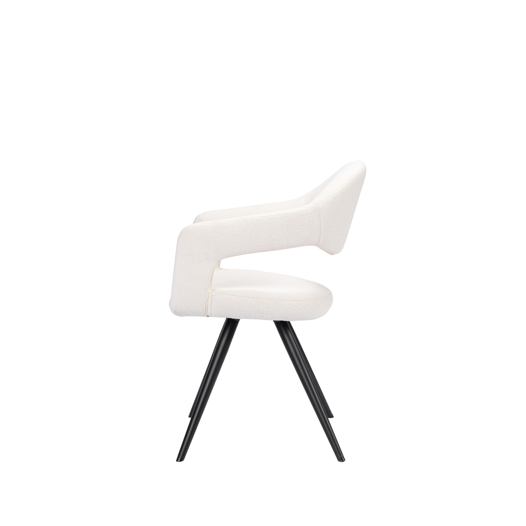 Blanco & Noir Boucle Style Dining Chair