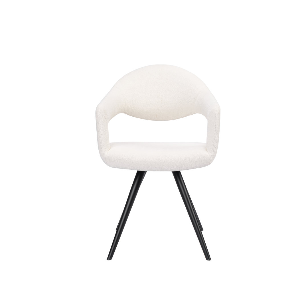 Blanco & Noir Boucle Style Dining Chair