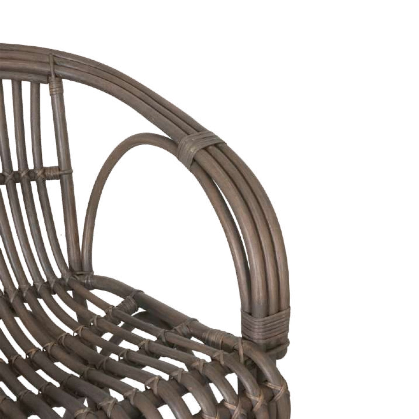 Close-up of a wicker chair backrest on a white background