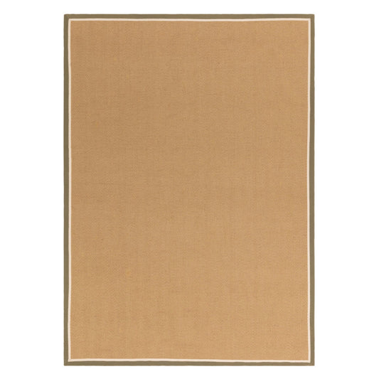 Beige rug with a plain design on a white background