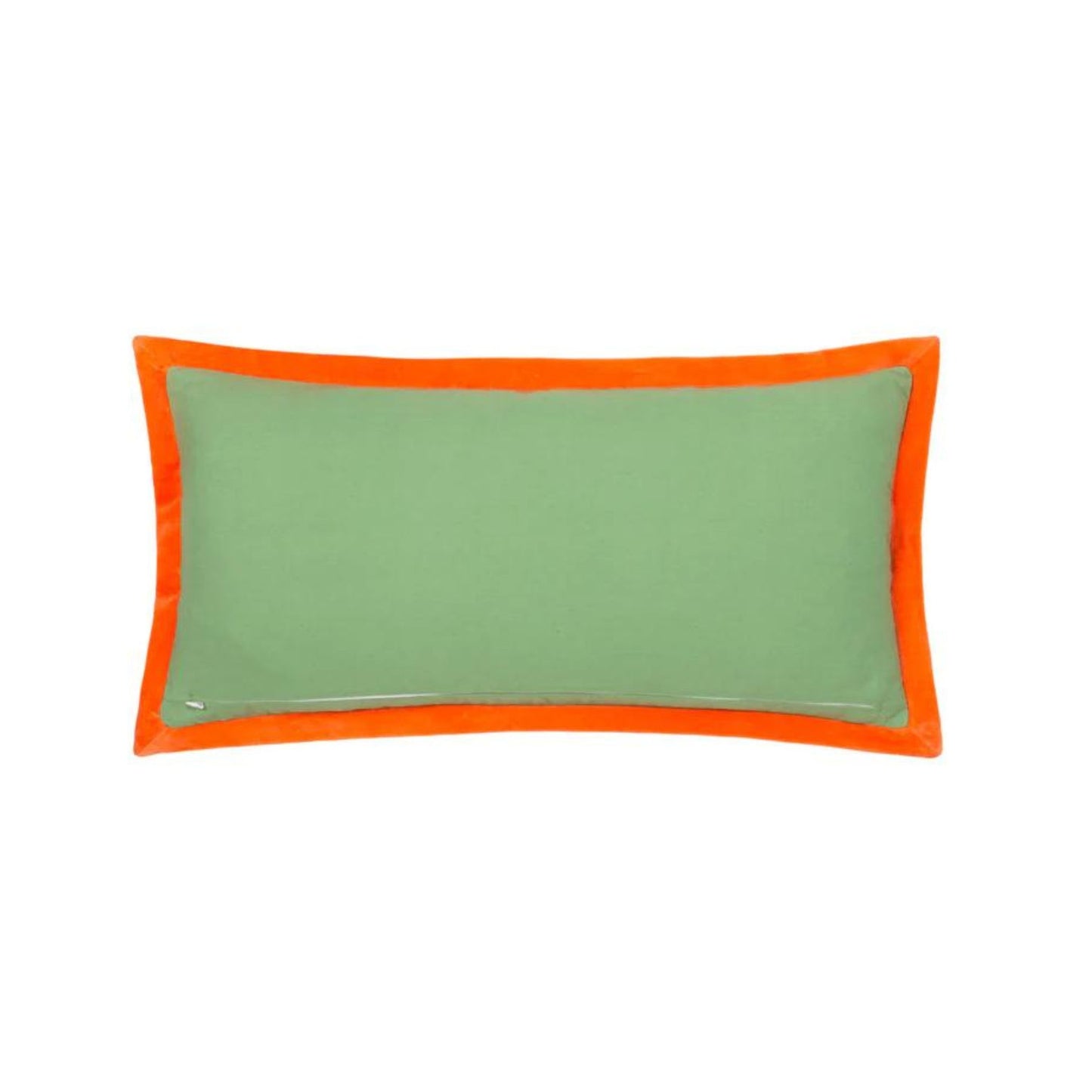 Rectangle green cushion edged in an orange oxford edge finish