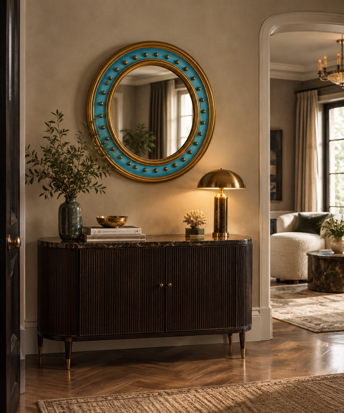 Turquoise Convex Wall Mirror Collection Only