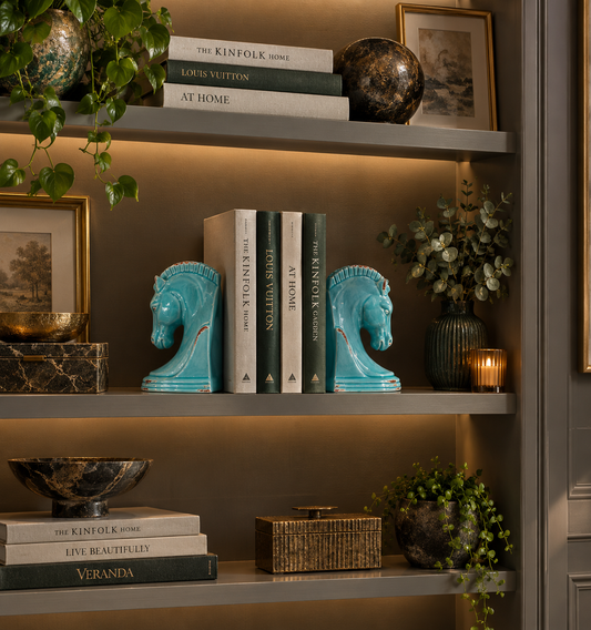 Powder Blue Horse Head Bookends
