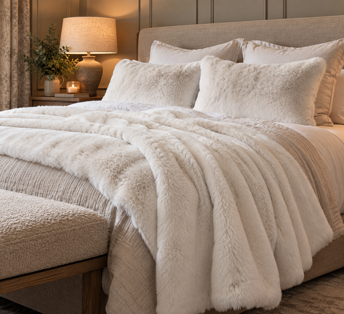 Bostan Plaid Throw - Ecru