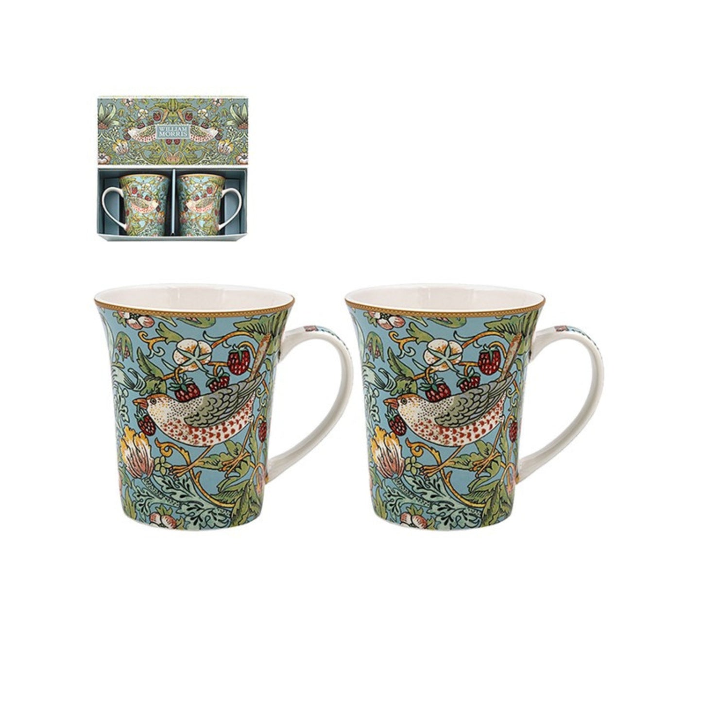 William Morris Strawberry Thief Mug Set of 2