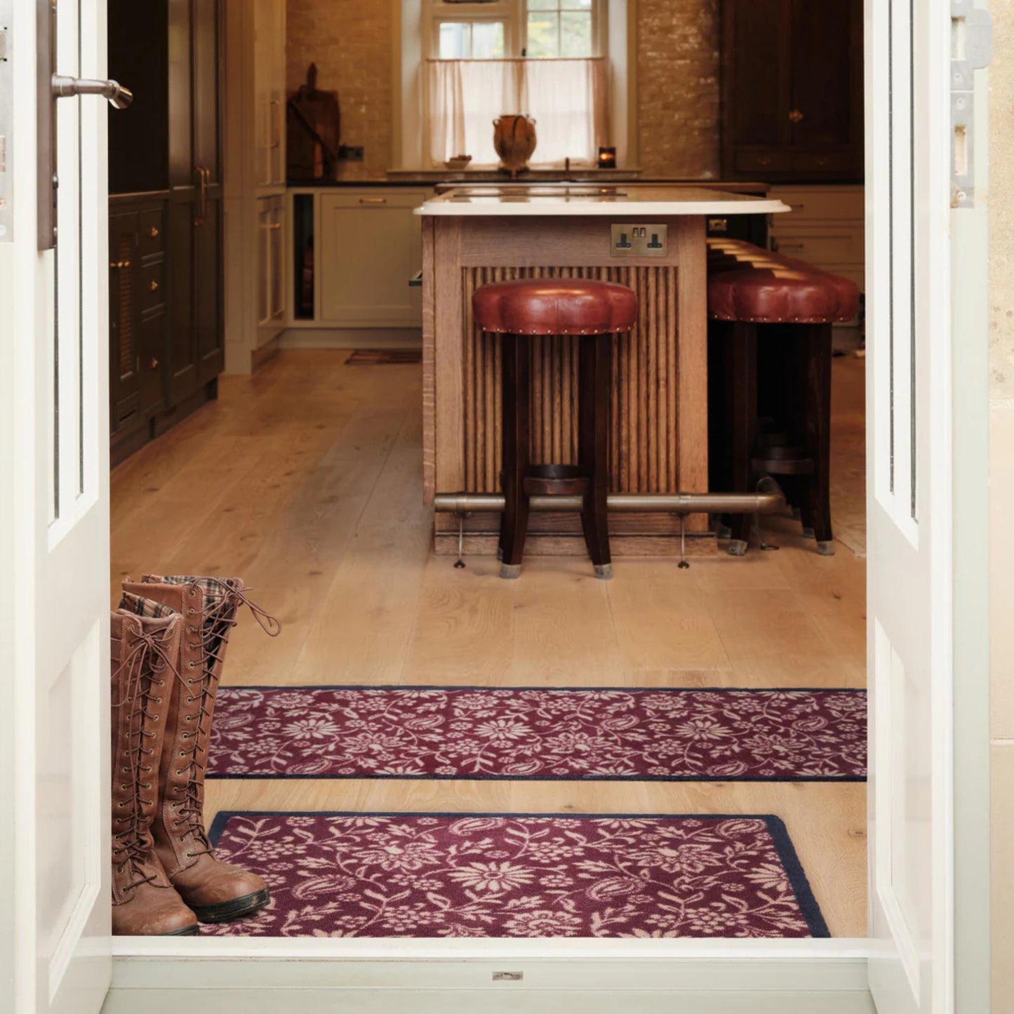 Hug Rug Paisley Floral Burgundy Runner