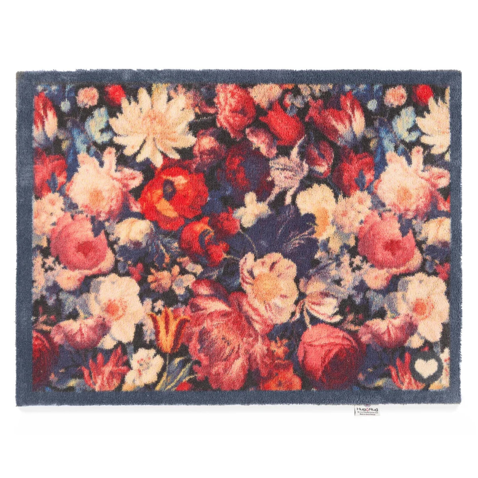 Floral patterned rug on a white background