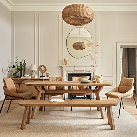 Dining room setting with neutral decor 