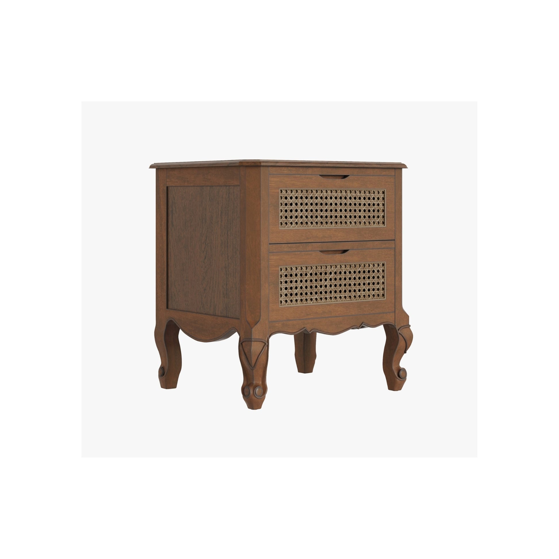 Elsa Walnut Bedside Chest on a white background 