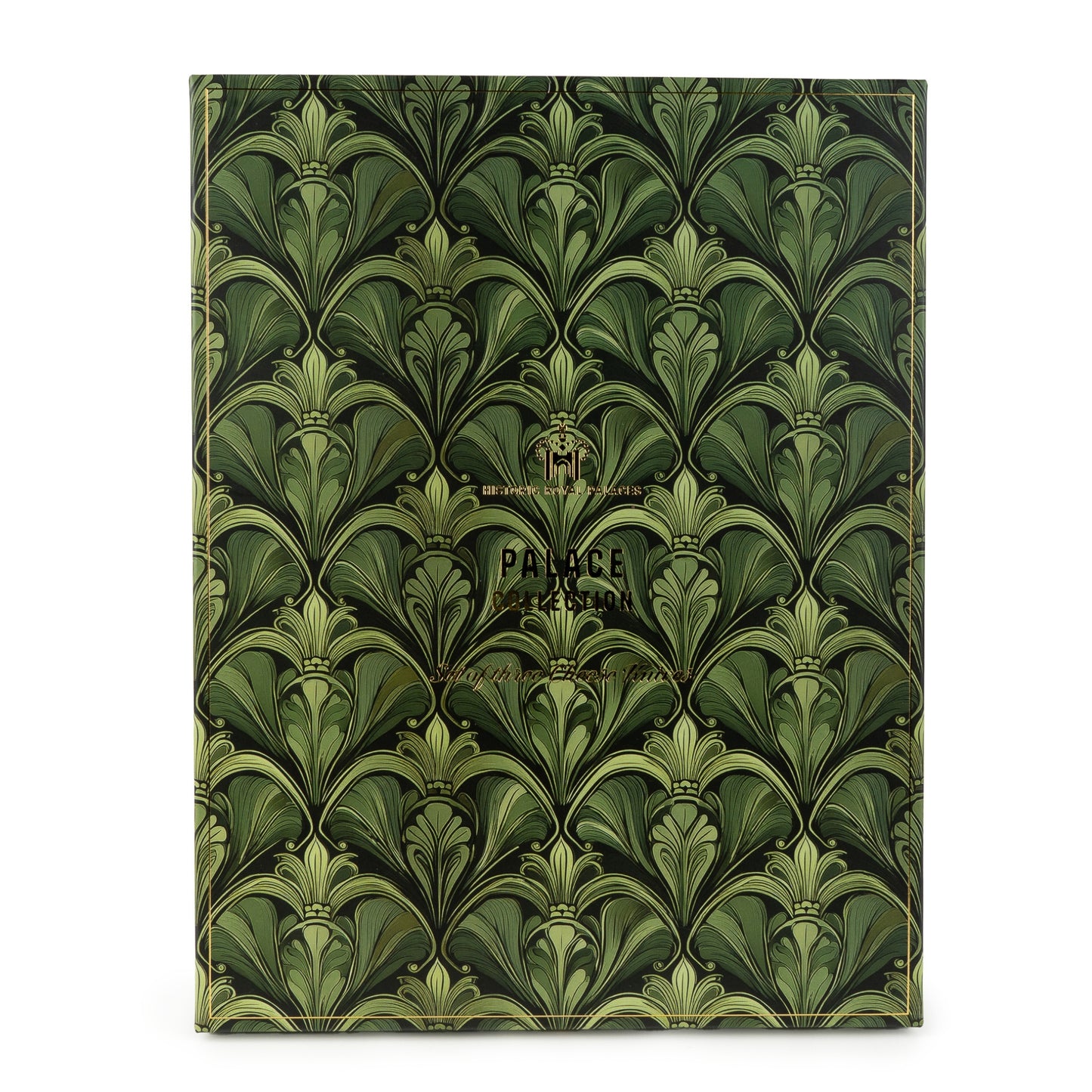 Green patterned notebook with 'Palace' branding on a white background