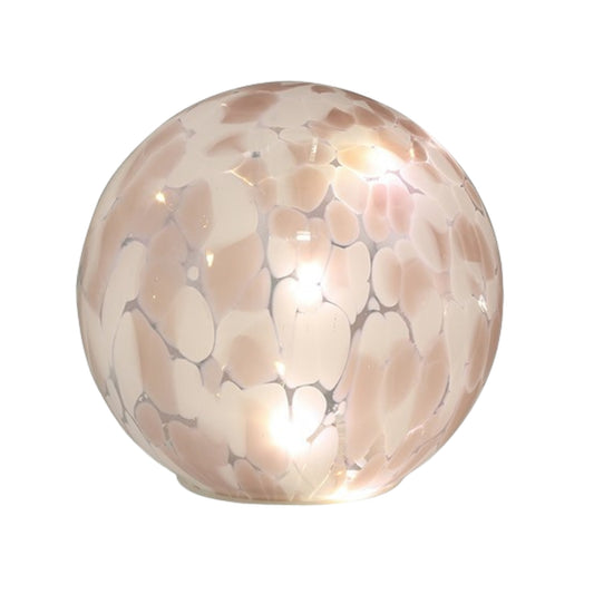 Handblown Glass Ball Led Lamp Pink on white background