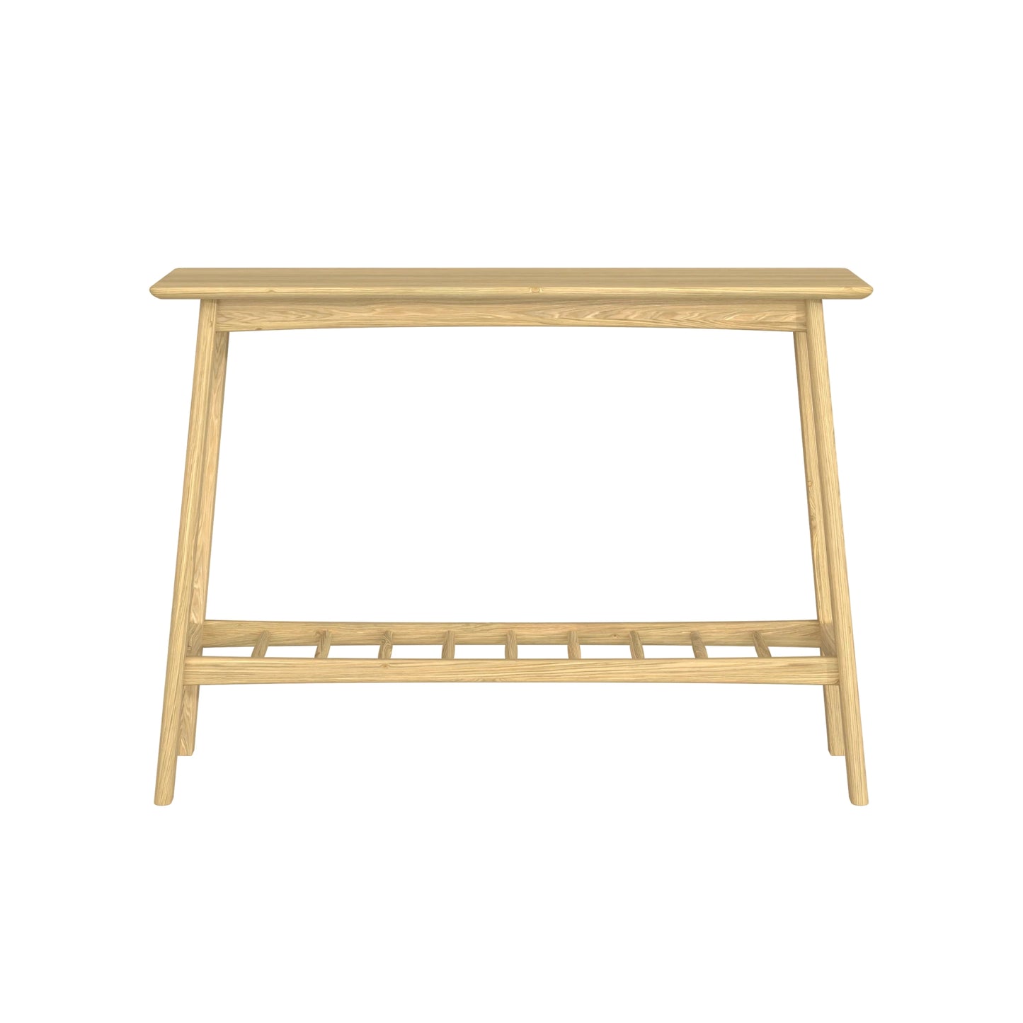 Wooden console table on a white background