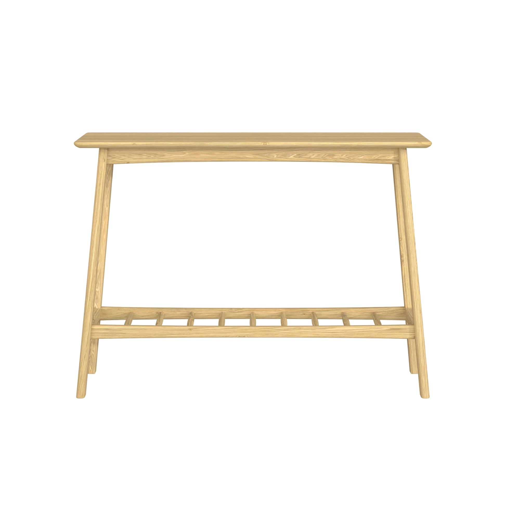 Wooden console table on a white background