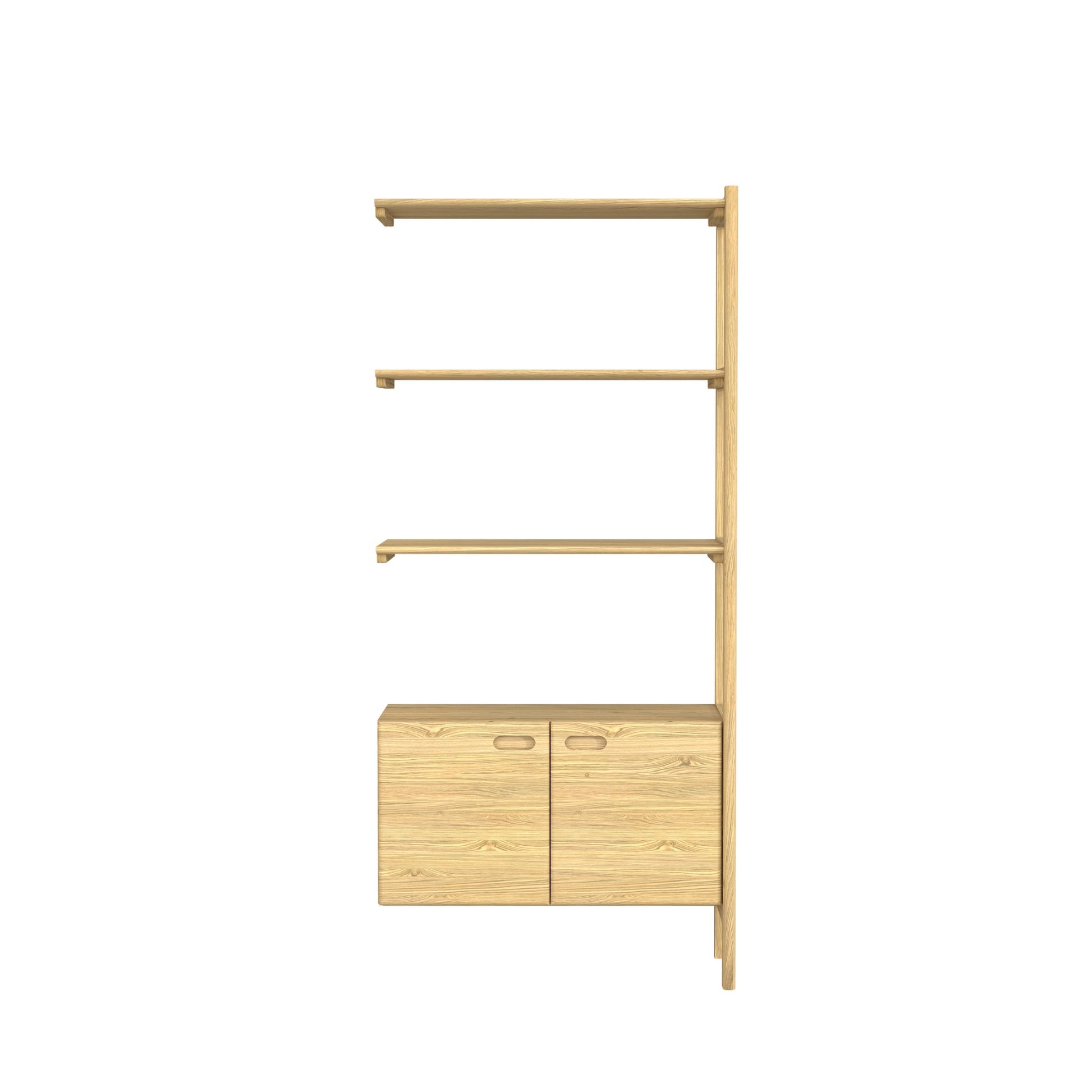 Wooden towel rack with storage cabinet on a white background