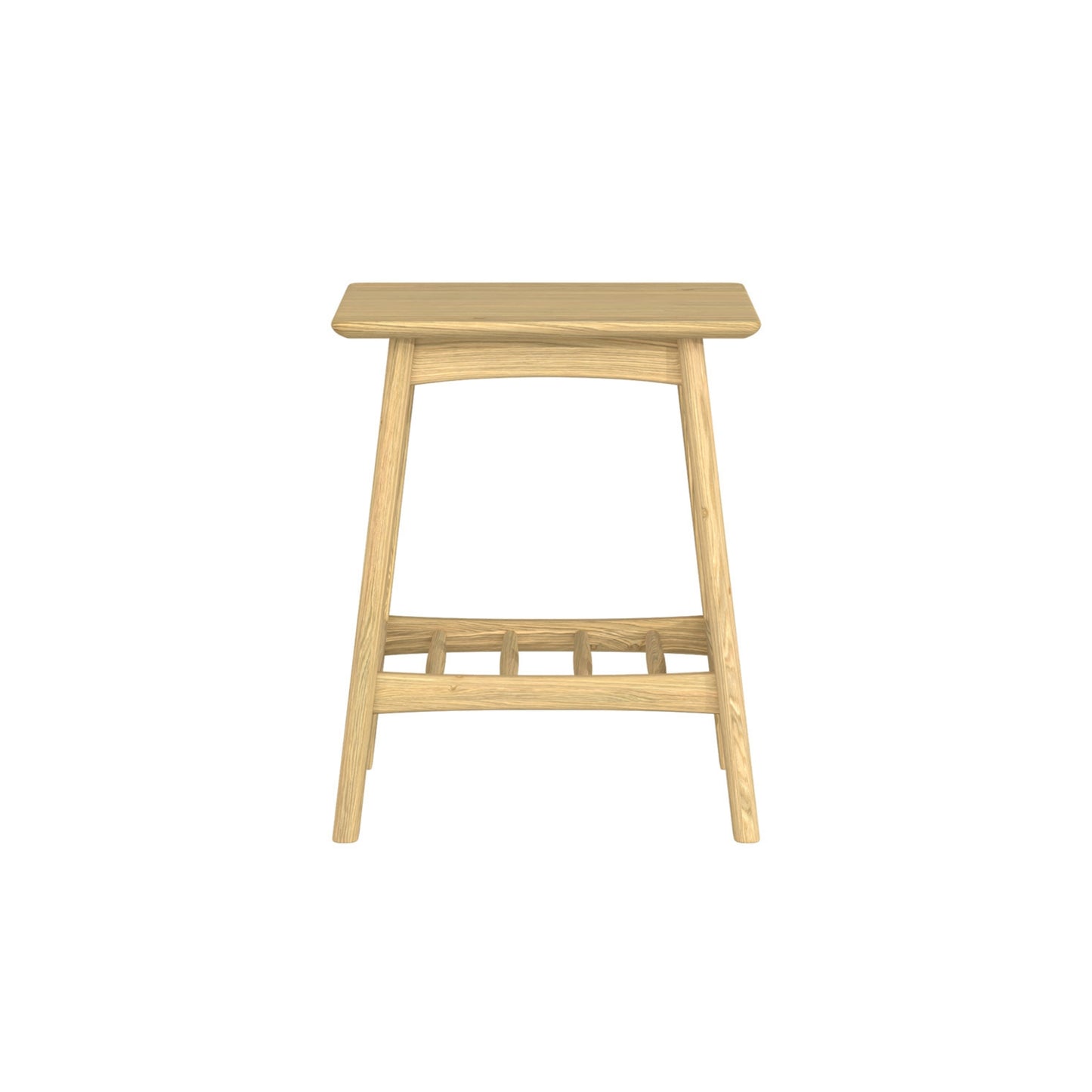 Wooden side table on a white background