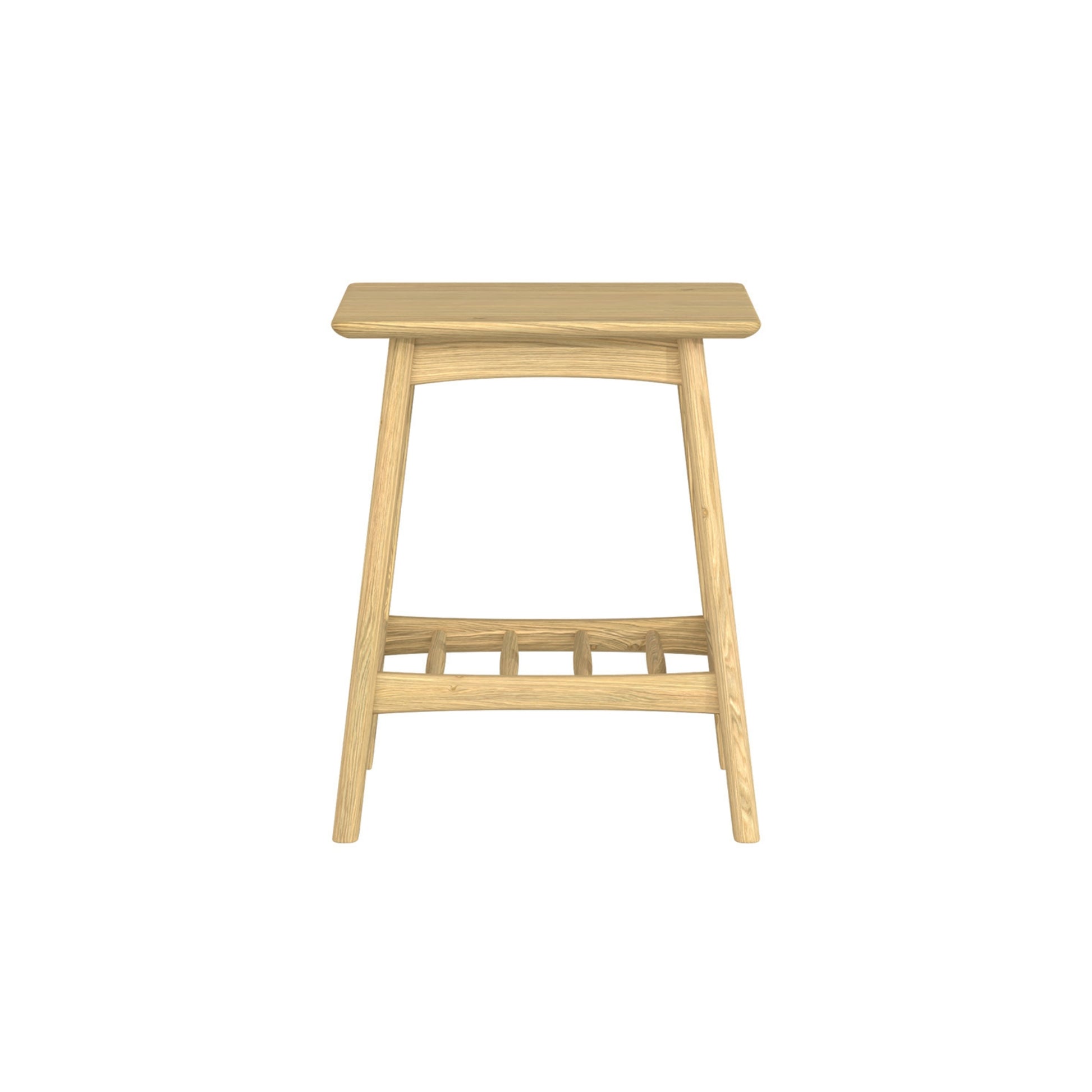 Wooden side table on a white background