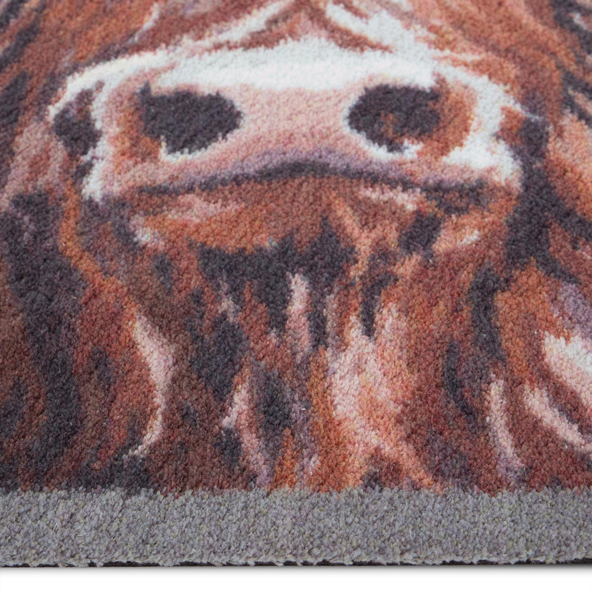 Heritage Highland Cow Hug Rug detail
