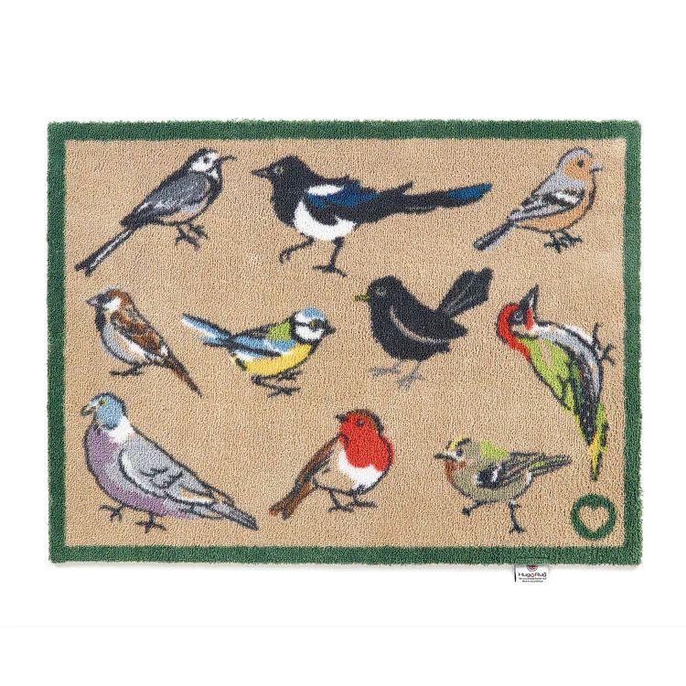 Hug Rug mat with a design featuring different birds from nature