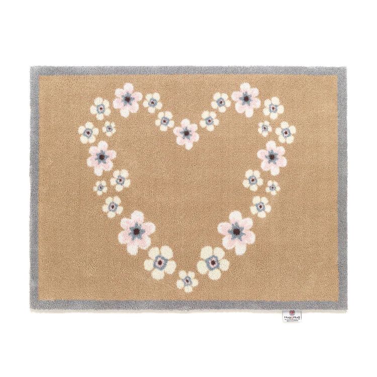 Hug Rug Washable Door Mat with Floral Heart Design 
