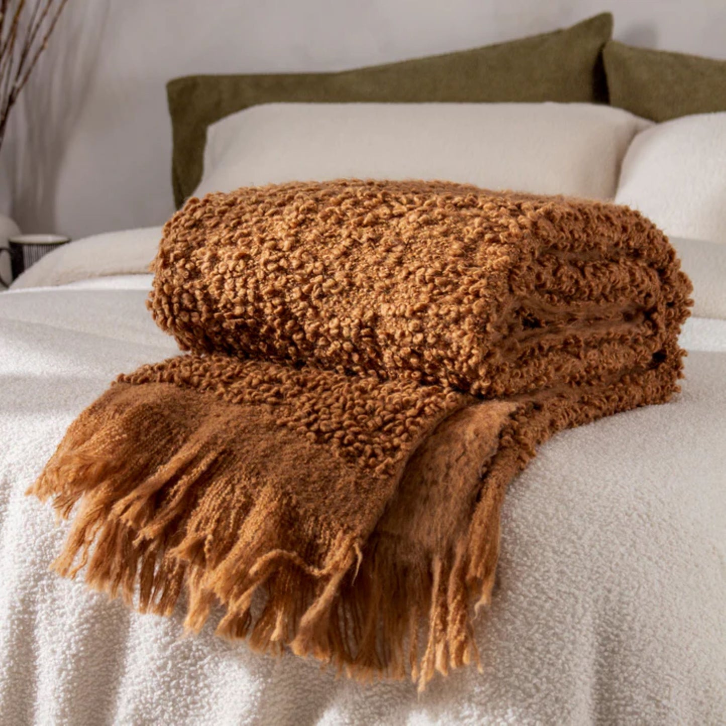 Ida Luxury Throw Ginger & Ecru