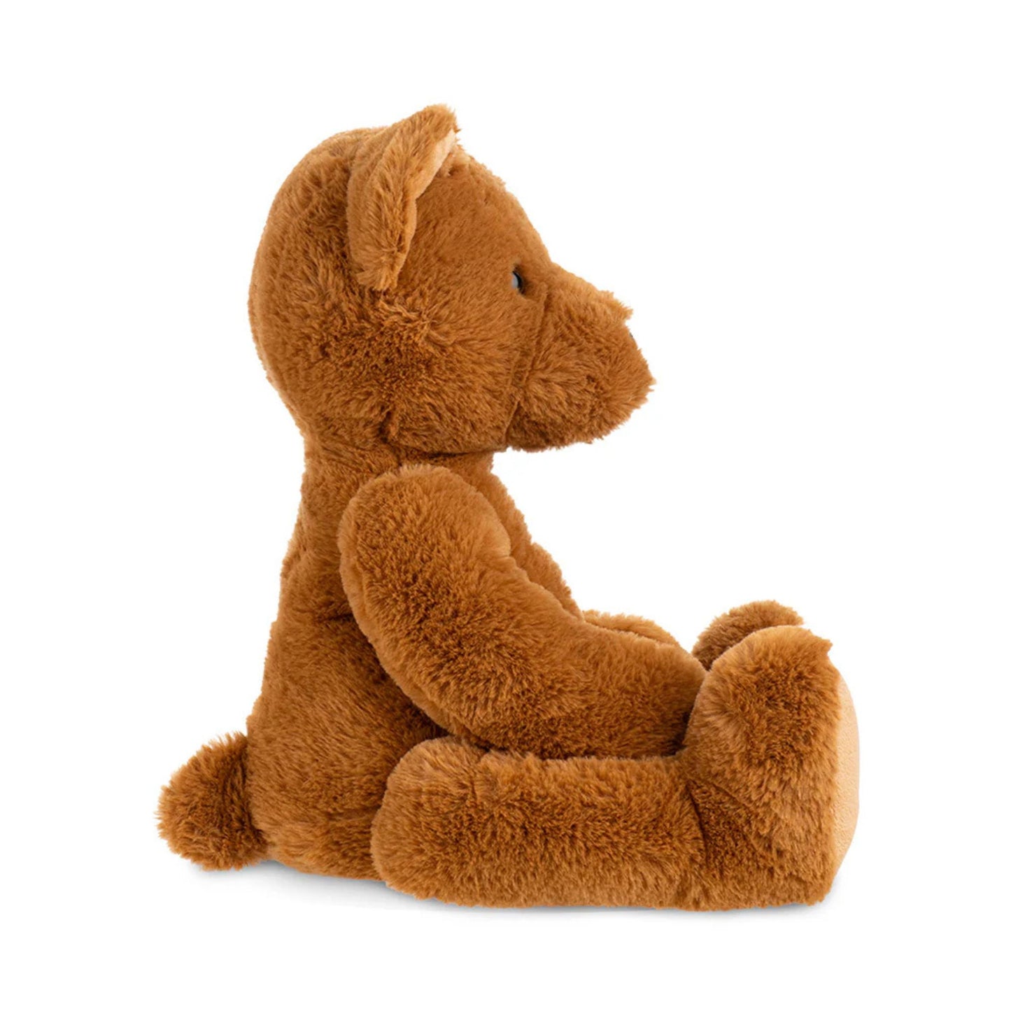 Brown Teddy Bear in a seated position on a white background 