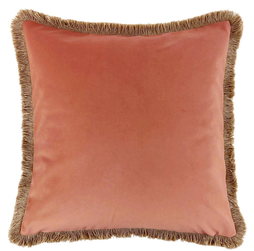 Verona Plaster Velvet Cushion with natural fringe