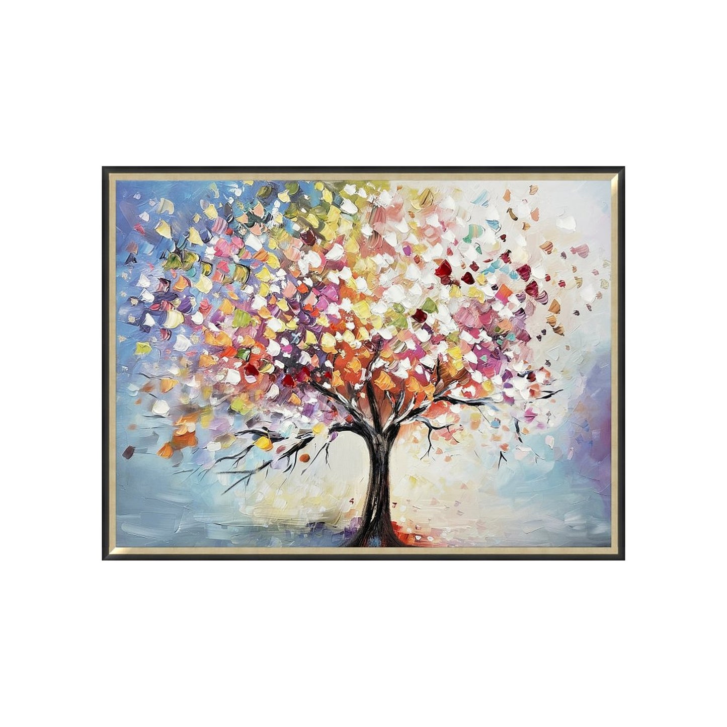 Hand Painted Picture Mystical Tree Gold and Black Frame