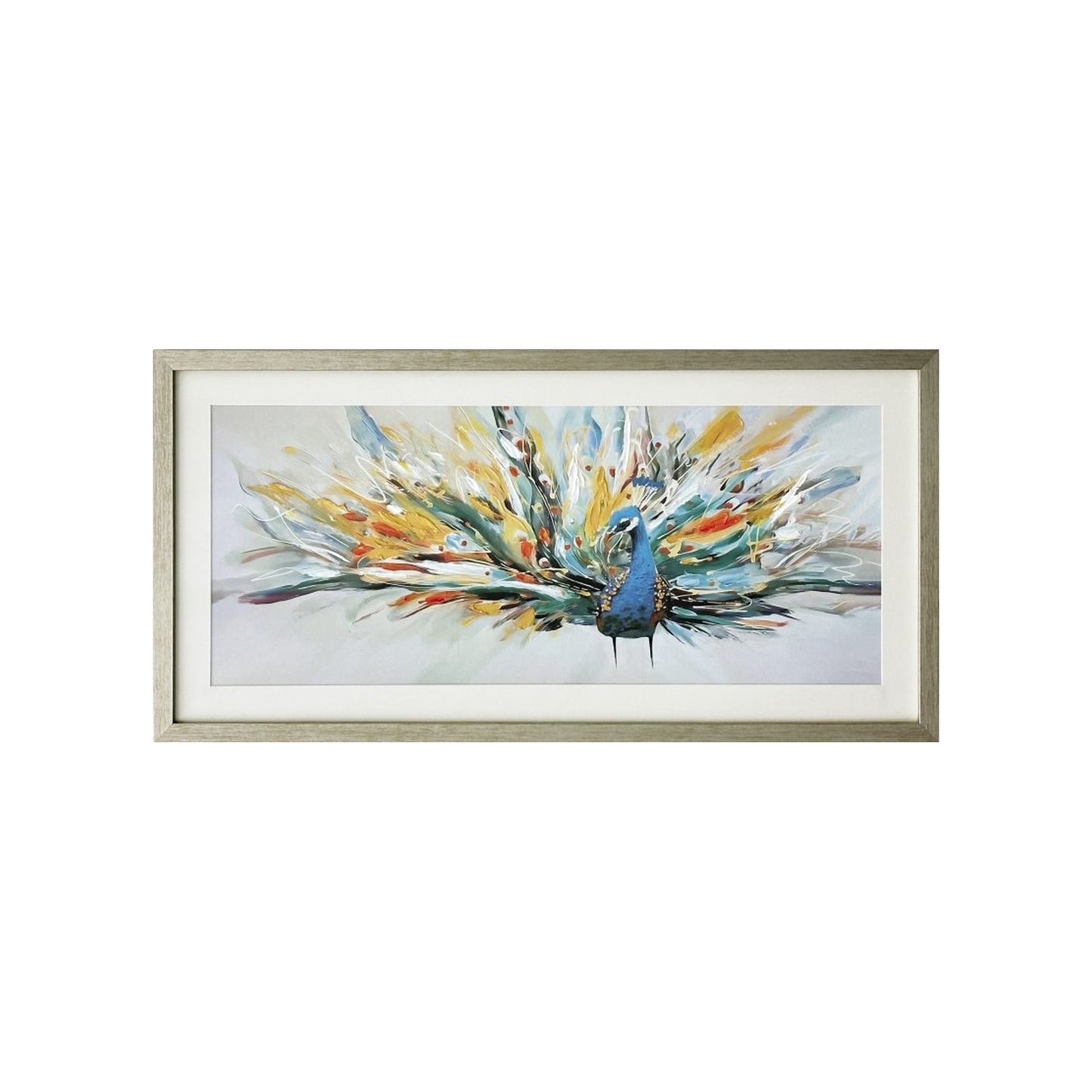 Hand Painted Peacock with Glass Gold Colour Frame
