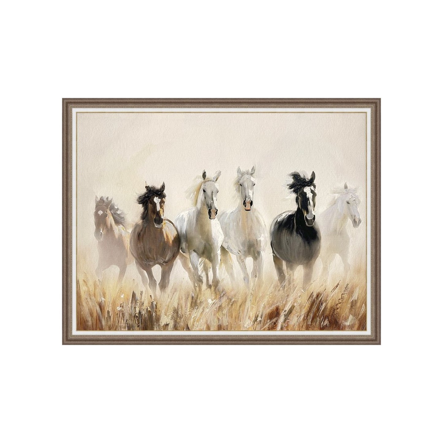 Hand Painted Picture The Canter Brown Wood Frame