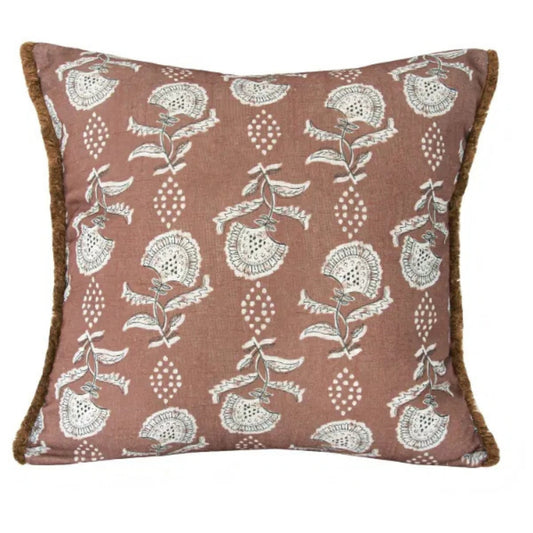 Decorative pillow with floral pattern on a white background