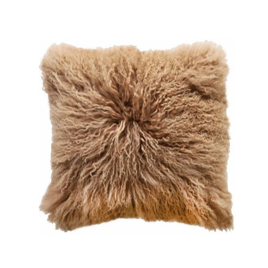 Brown fluffy pillow on a white background