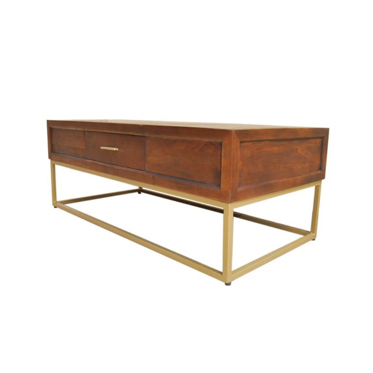 Mango wood coffee table on white backround