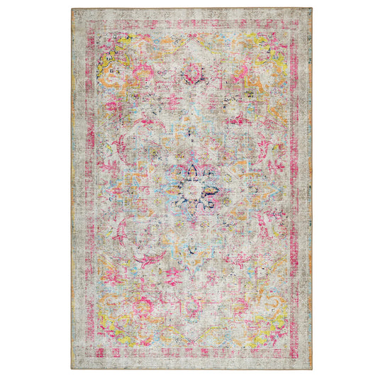 Multicolored floral patterned rug on a white background
