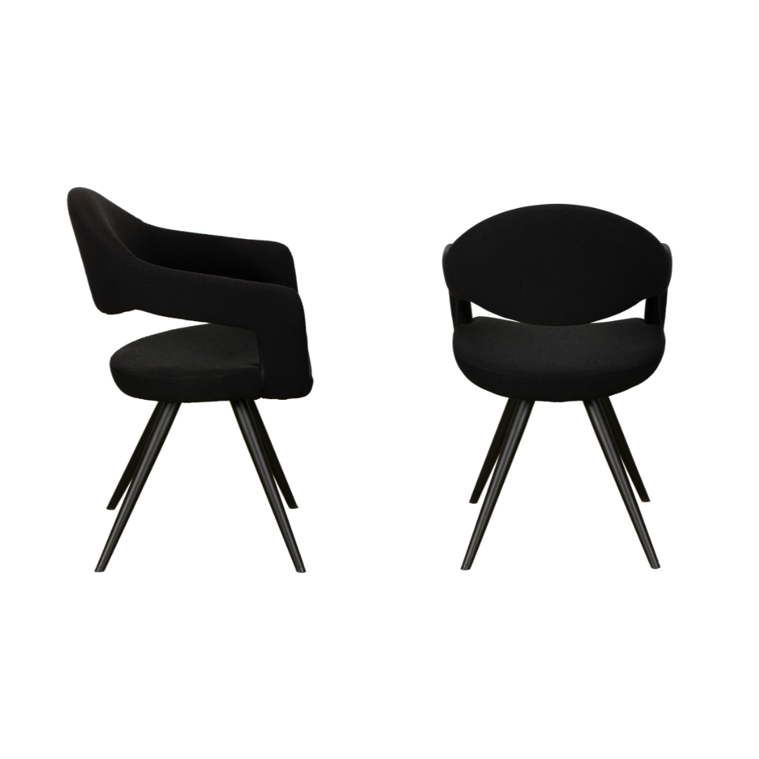 Blanco & Noir Boucle Style Dining Chair