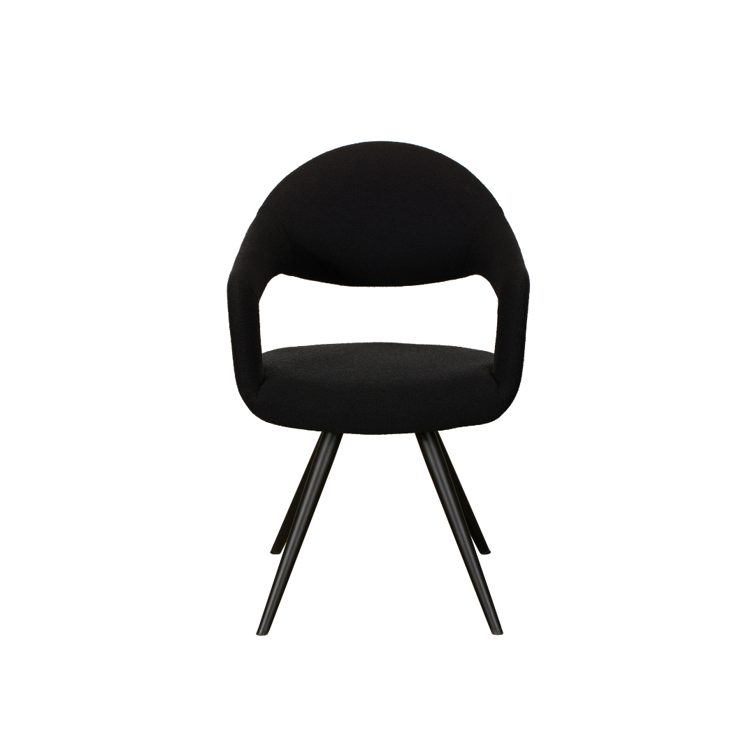 Blanco & Noir Boucle Style Dining Chair