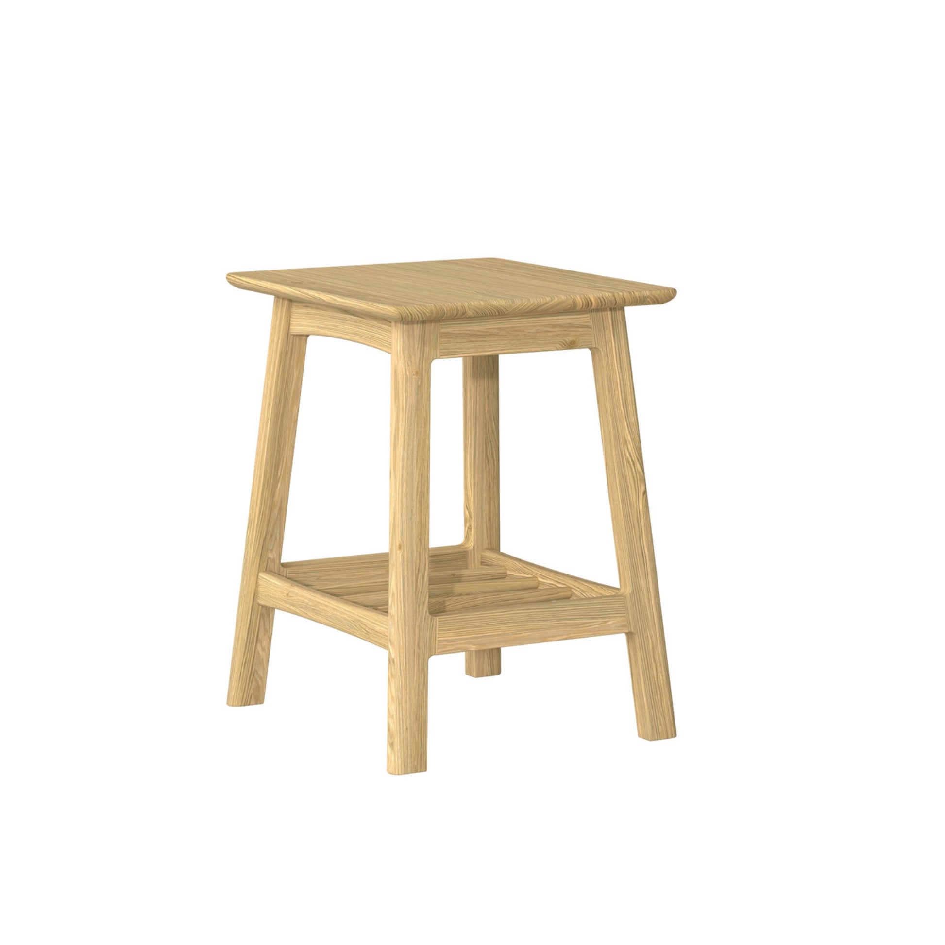 Wooden side table on a white background