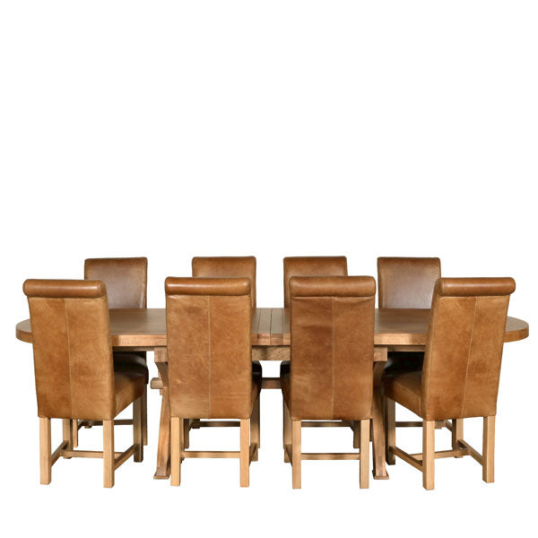 Oval X-Leg Extendable Dining Table Solid Oak