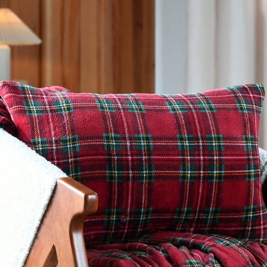 Willis Check Cushion - Red