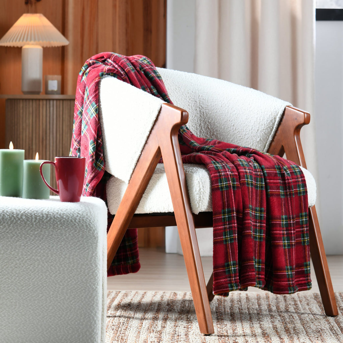 Willis Check Plaid Throw - Red