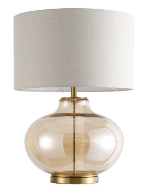 Rene Cognac Glass Table Lamp - Collection Only
