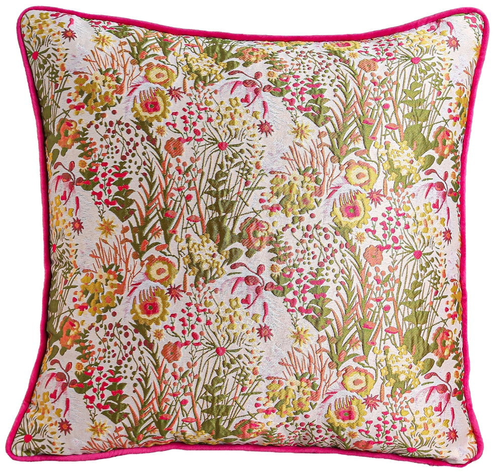 Rosie Pink Floral Jacquard Cushion