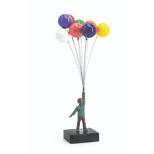 David McGlynn Sculpture - Boy with Balloons 'Delight'