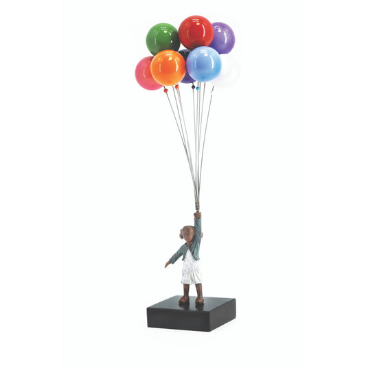 David McGlynn Sculpture - Girl with Balloons 'Joyful'